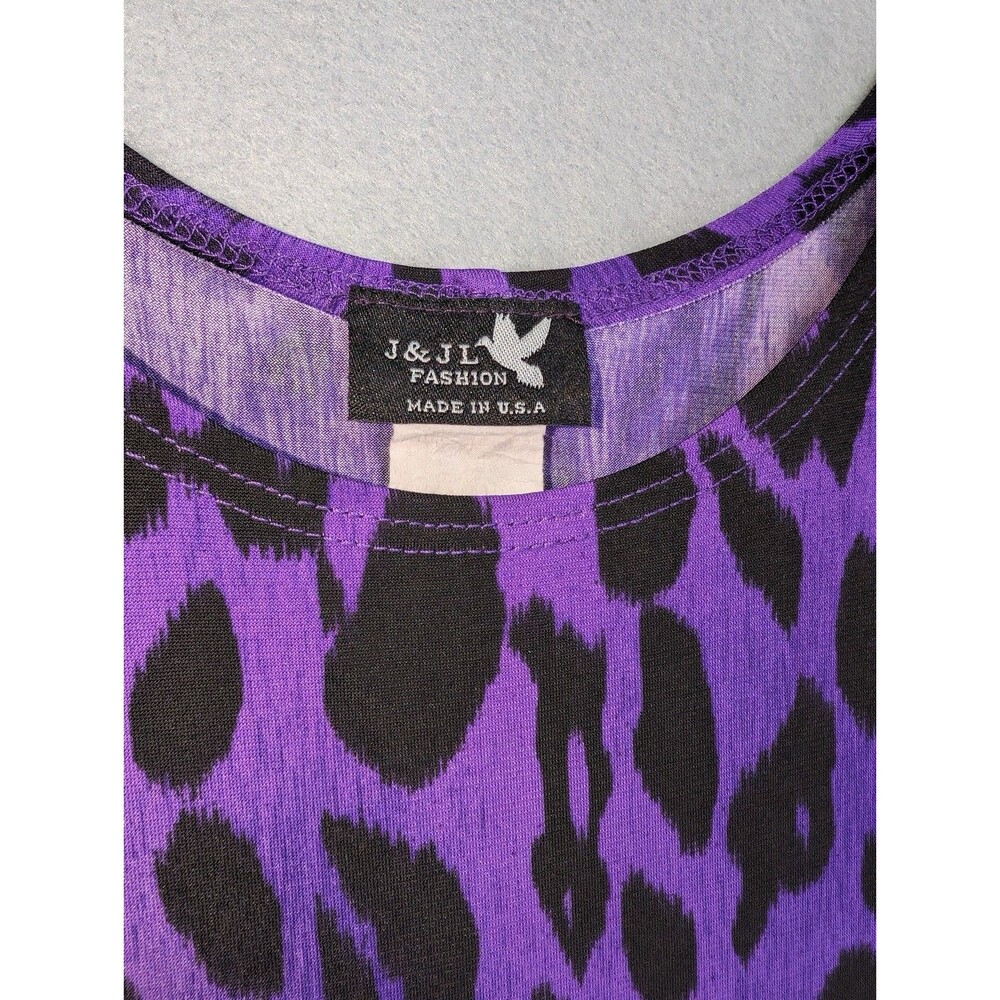 J & JL Fashion Purple Leopard Print Sleeveless Tunic Tank Dress USA - Picture 3 of 6